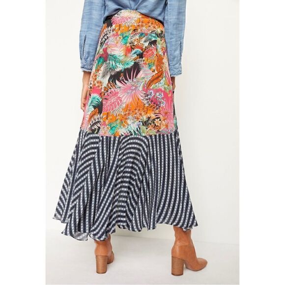NEW Anthropologie Bhanuni by Jyoti Hana Floral Belted Ruffled Maxi Skirt Size 0 - Picture 3 of 3
